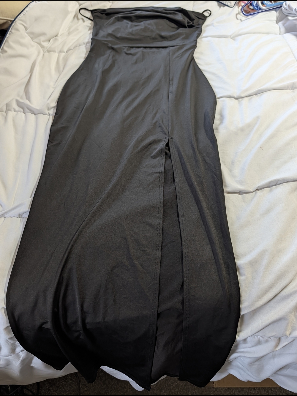 Fashion Nova Black Strapless Maxi Skirt with Front Slit